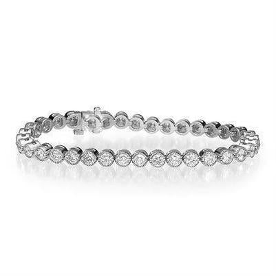 Bracelet Tennis En Biseau à 21,70 Carats De Réel Diamants Ronds 14K D'Or Blanc