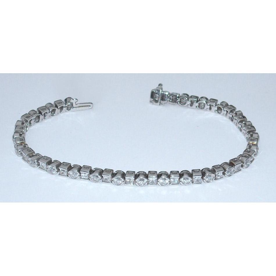 Bracelet Tennis En Biseau à 6,25 Carats De Réel Diamants Ronds Et Princesses