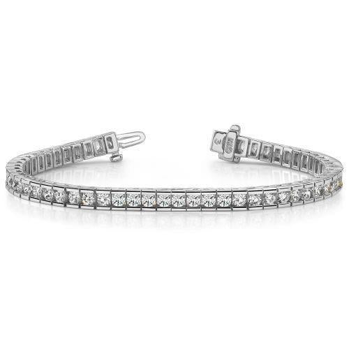 Bracelet Tennis En Chaîne À 6,60 Carats De Véritable Diamants Ronds 14K D'Or Blanc Solide