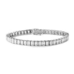 Bracelet Tennis En Chaine Et En Or Blanc à 16,80 Ct De Réel Diamants Émeraudes