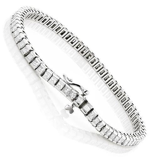 Bracelet Tennis En Chaine à 7 Carats De Réel Diamants 14K D'Or Blanc Nouveau