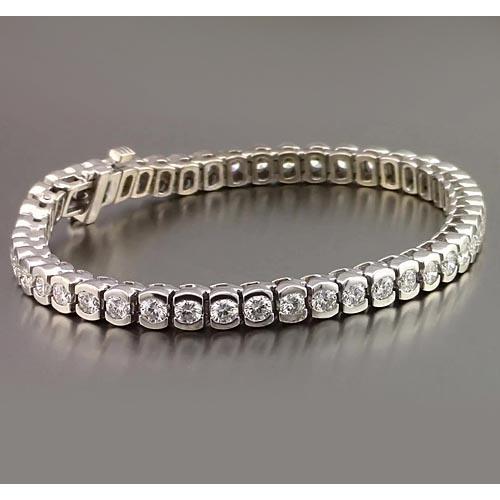 Bracelet Tennis En Demi Biseau à 4,90 Carats De Réel Diamants Ronds Bijoux En Or Blanc Nouveau