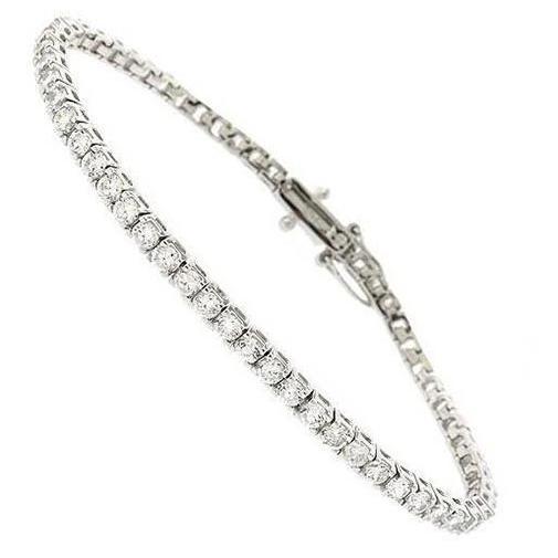 Bracelet Tennis En Or Blanc 14 Carats Et Réel Diamants Etincelants Bijoux 4.80 Ct