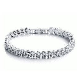 Bracelet Tennis En Or Blanc À 4 Carats De Réel Diamants Ronds Étincelants