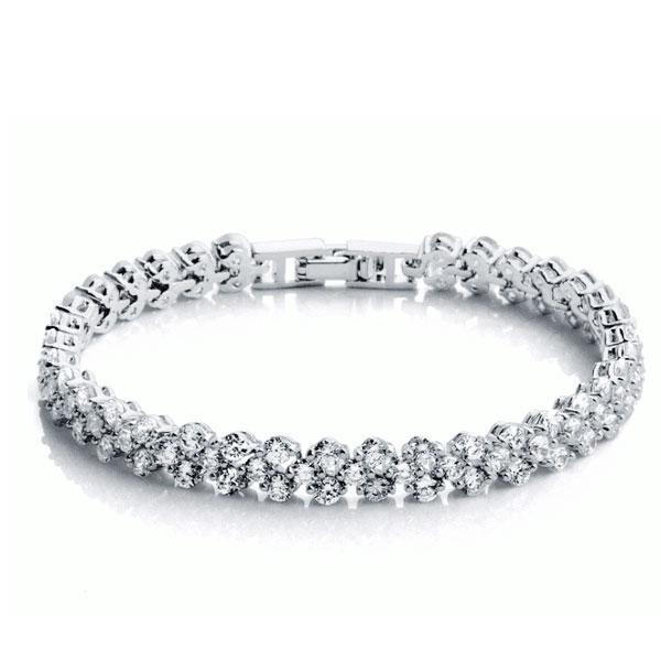 Bracelet Tennis En Or Blanc À 4 Carats De Réel Diamants Ronds Étincelants