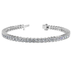 Bracelet Tennis En Or Blanc Avec Griffes à 11 Carats De Réel Diamants Princesses