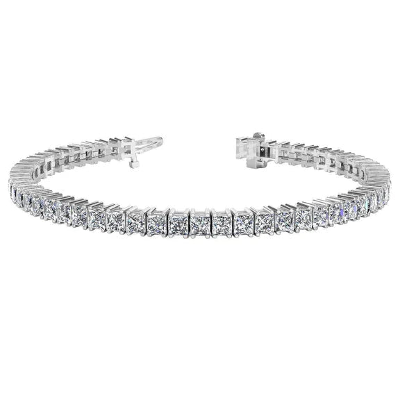 Bracelet Tennis En Or Blanc Avec Griffes à 11 Carats De Réel Diamants Princesses