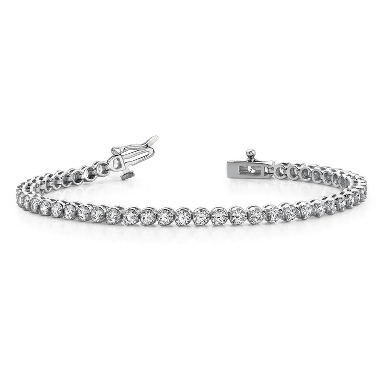 Bracelet Tennis En Or Blanc Avec Griffes à 5 Ct De Authentique Diamants Ronds