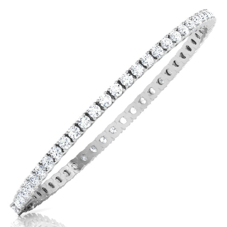 Bracelet Tennis En Or Blanc Avec Griffes à 9 Ct  Réel Diamants Ronds
