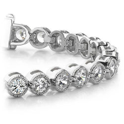 Bracelet Tennis En Or Blanc Étincelant Pour Femmes à 10,50 Ct De Réel Diamants Ronds