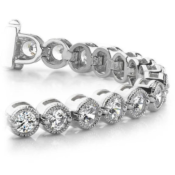 Bracelet Tennis En Or Blanc Étincelant Pour Femmes à 10,50 Ct De Réel Diamants Ronds