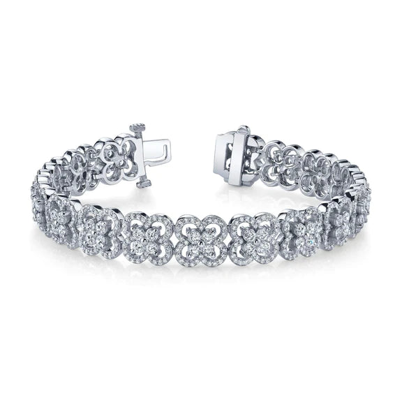 Bracelet Tennis En Or Blanc Pour Femme à 9,10 Carats De Réel Diamants Ronds Étinclants