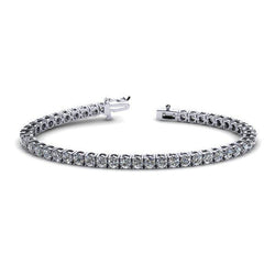 Bracelet Tennis En Or Blanc Pour Femmes à 9,60 Carats De Naturel Diamants