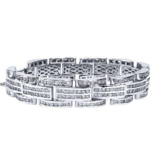 Bracelet Tennis En Or Blanc Solide À 12 Carats De Naturel Diamants Blanc