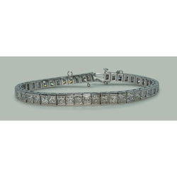 Bracelet Tennis En Or Blanc Solide à 11,50 Carats De Réel Diamants Princesses