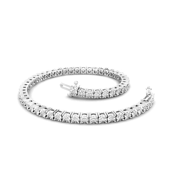Bracelet Tennis En Or Blanc Solide à 3 Ct De Réel Diamants Ronds Brillants