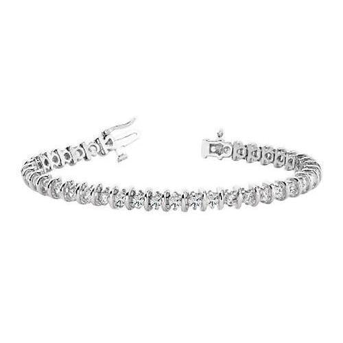 Bracelet Tennis En Or Blanc Solide à 4 Carats De Véritable Diamants Avec Griffe