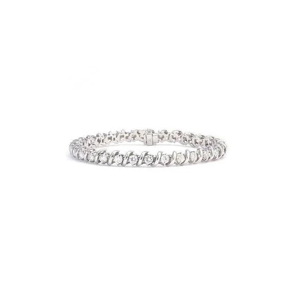 Bracelet Tennis En Or Blanc Solide à 4,50 Cts De Réel Diamants Ronds Brillants