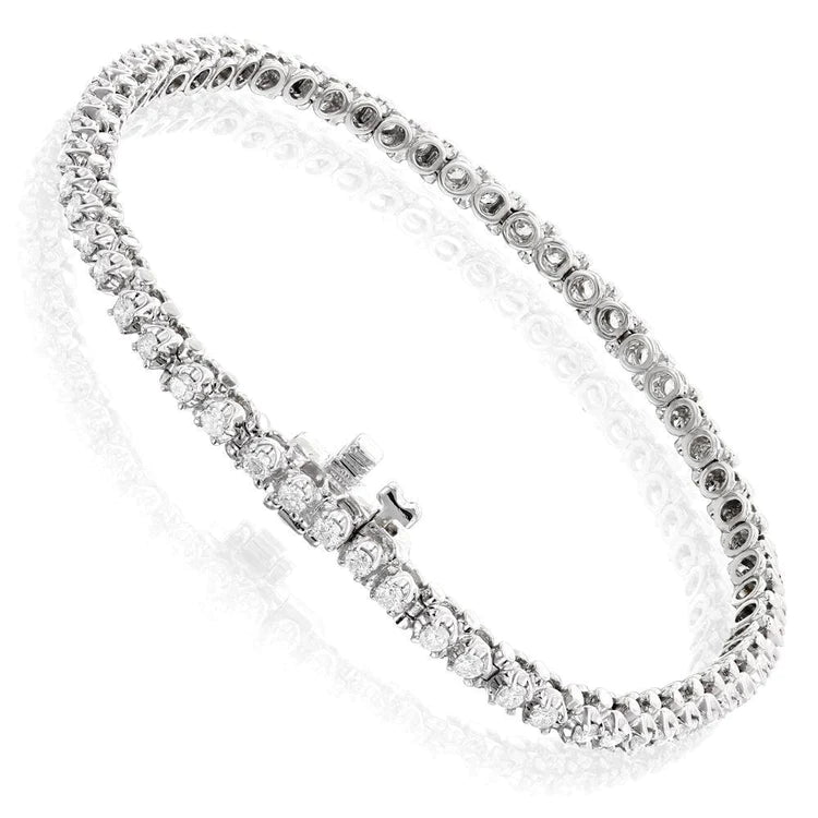 Bracelet Tennis En Or Blanc à 3 Carats De Naturel Diamants Ronds Étincelants