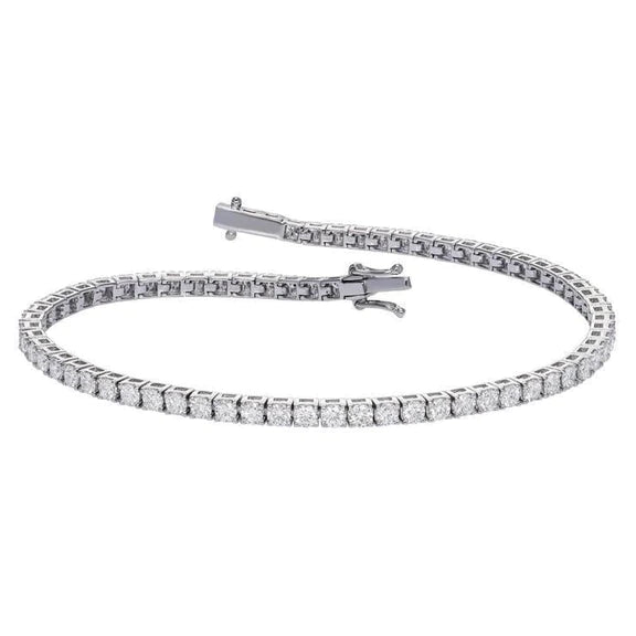 Bracelet Tennis En Or Blanc à 4,20 Carats De Naturel Diamants Ronds Avec Griffes Pour Femme