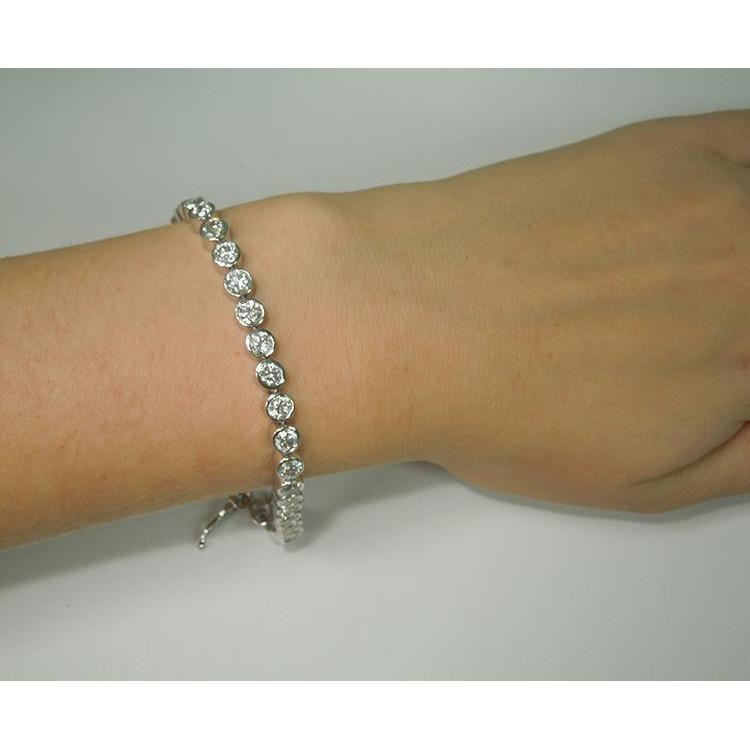 Bracelet Tennis En Or Blanc à 5 Carats De Réel Diamants En Biseau