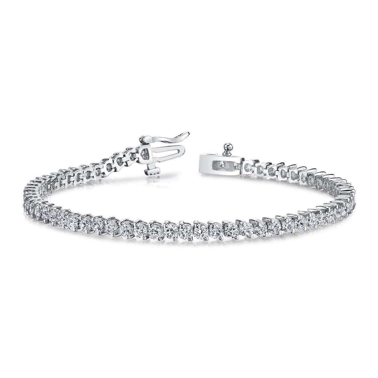 Bracelet Tennis En Or Blanc à 6,70 Carats De Réel Diamants Ronds