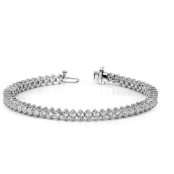 Bracelet Tennis En Or Blanc à 7,15 Carats De Naturel Diamants Ronds Brillants