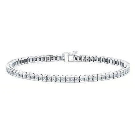 Bracelet Tennis En Or Blanc à 7.50 Carats De Réel Diamants Princesses