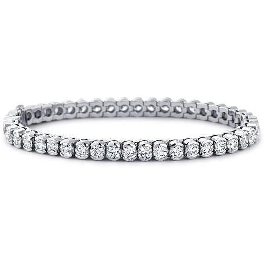 Bracelet Tennis En Or Blanc à 8,10 Carats De Véritable Diamants Ronds