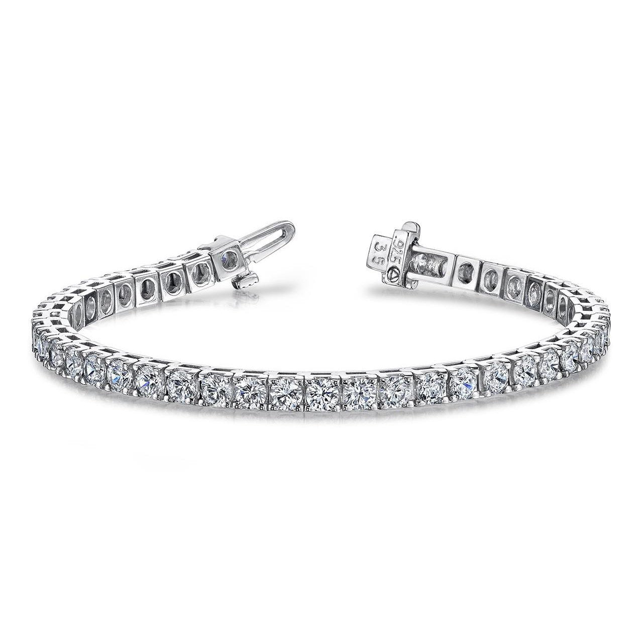 Bracelet Tennis En Or Blanc à 8,40 Carats De Naturel Diamants Ronds Étincelants