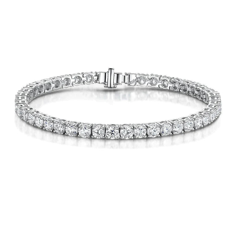 Bracelet Tennis En Or Blanc à 8,40 Carats De Réel Diamants petits Et Ronds Étincelants