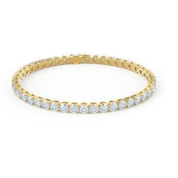 Bracelet Tennis En Or Jaune 14K Taille Ronde 7.20 Carats Réel Diamant