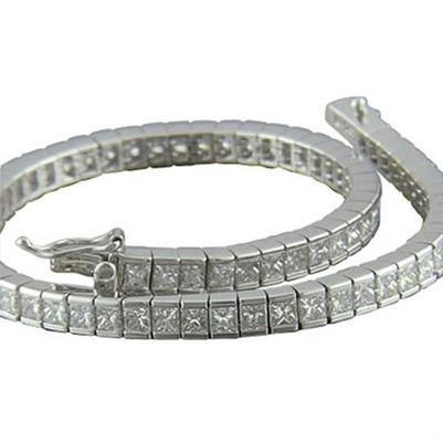 Bracelet Tennis En Or Pour Femmes à 7,20 Ct De Réel Diamants Princesses Avec Des Canaux