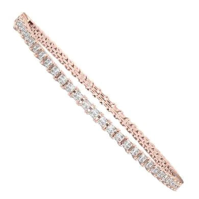 Bracelet Tennis En Or Rose à 5,60 Cts De Réel Diamants Princesses Étincelants