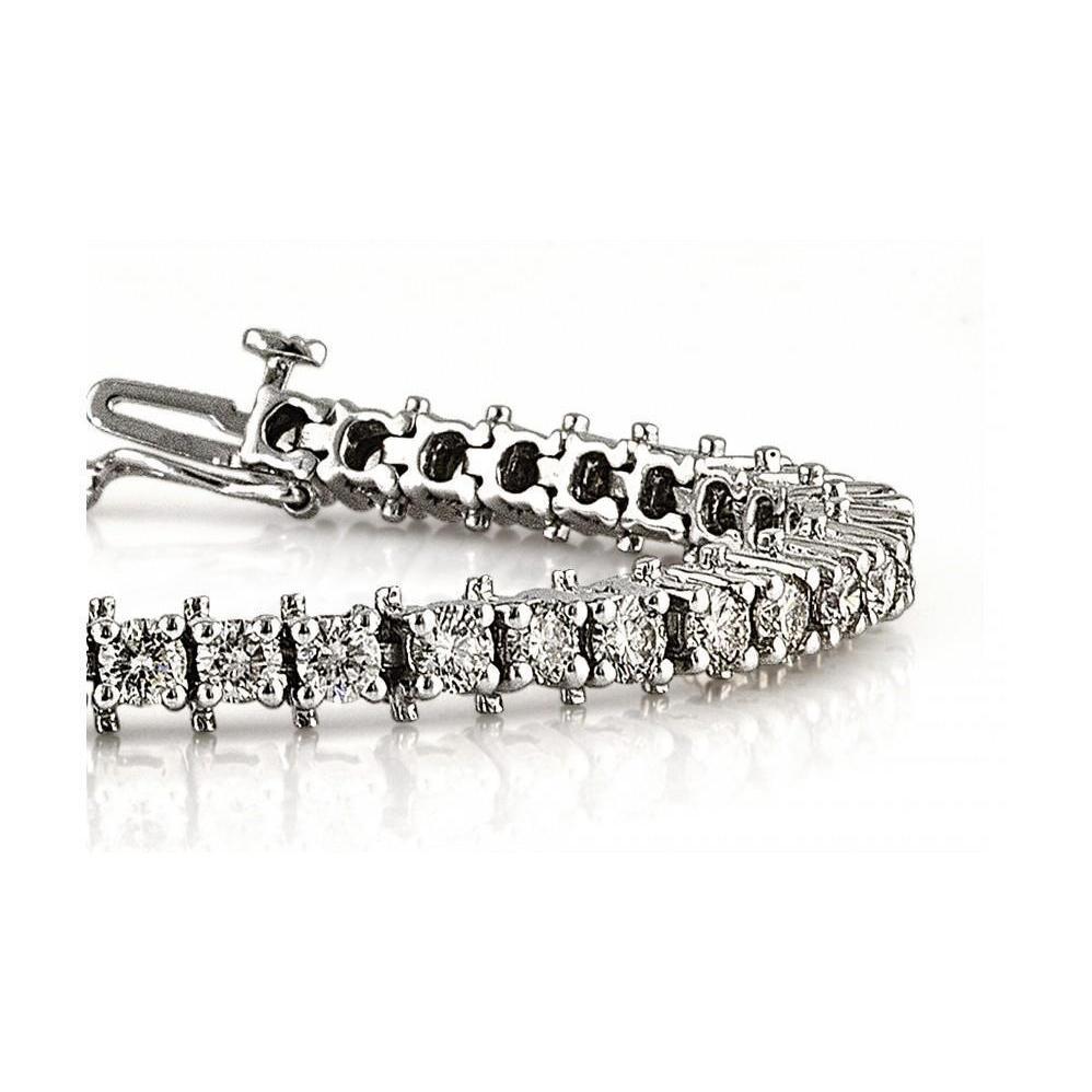 Bracelet Tennis Femme Véritable Diamant Coupe Ronde 10.08 Ct En Or Blanc