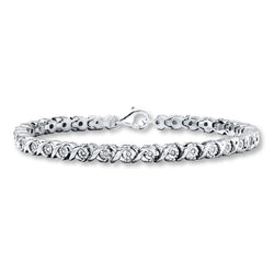 Bracelet Tennis Femme Véritable Diamant Rond 5 Carats Or Blanc 14K