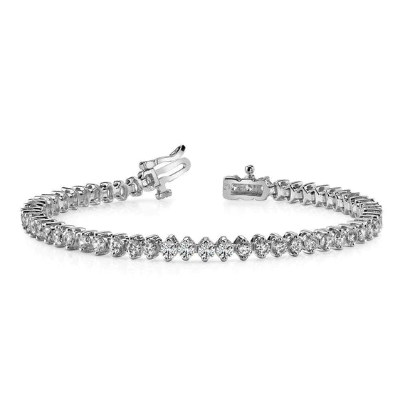 Bracelet Tennis Femme à 5.6 Carats De Véritable Diamants Ronds 14K D'Or Blanc