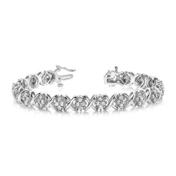 Bracelet Tennis Fine à 8 carats De Réel Diamants Ronds 14K D'Or Blanc