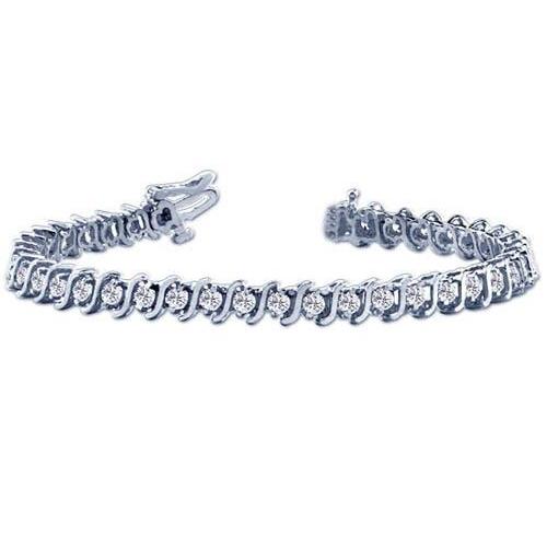 Bracelet Tennis Lien Pour Femme à 8 ct De Naturel Diamants Ronds Bijoux En Or Blanc