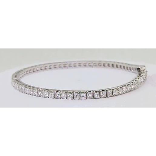 Bracelet Tennis Magnifique à 7 Carats De Véritable Diamants Princesses 14K D'Or