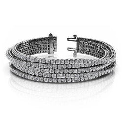 Bracelet Tennis Multi Flexible à 20 Ct De Naturel Diamants Ronds 14K D'Or Blanc