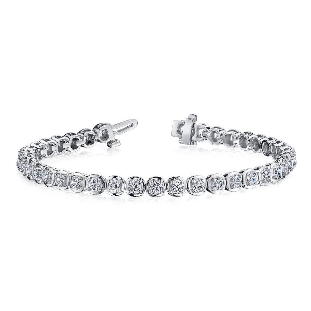 Bracelet Tennis Naturel Diamant 5.85 Ct. Ronde 39 Pierres WG 14K