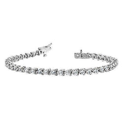 Bracelet Tennis Naturel Diamant Rond 8 Carats Serti Trois Griffes Or Blanc