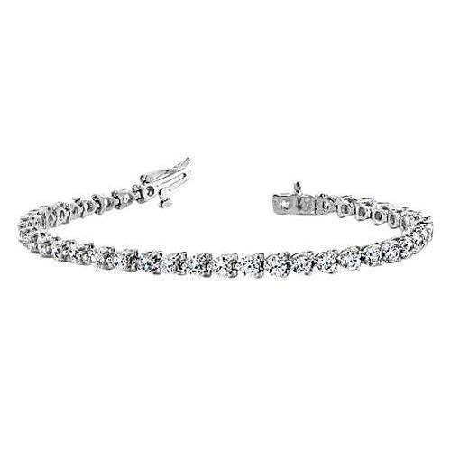 Bracelet Tennis Naturel Diamant Rond 8 Carats Serti Trois Griffes Or Blanc