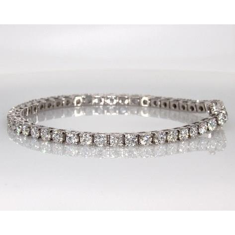 Bracelet Tennis Naturel Diamant Rond Or Blanc Lady Fine Joaillerie 7 Ct