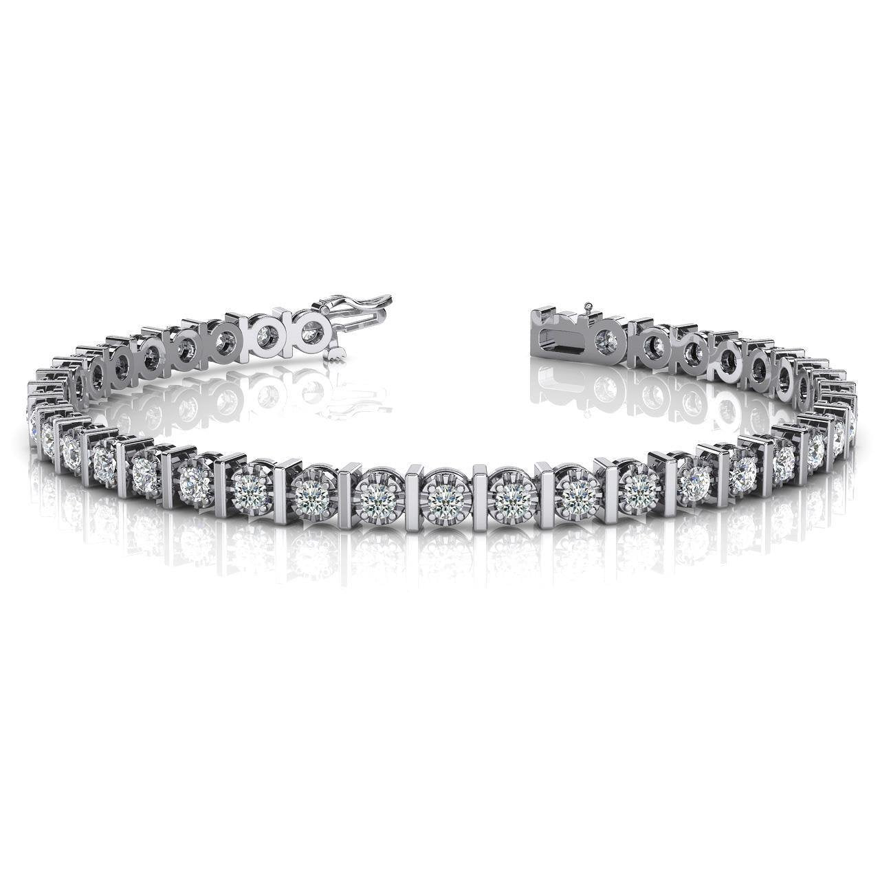 Bracelet Tennis Naturel Diamants Sertis Illusion À Griffes Rondes De 8 Ct
