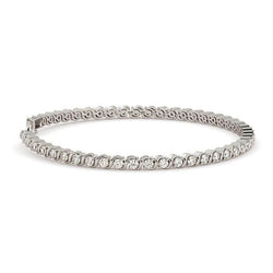 Bracelet Tennis Naturel Diamants Taille Brillant 5 Carats Or Blanc 14K