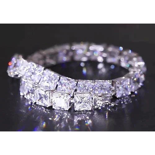 Bracelet Tennis Naturel Diamants Taille Princesse 