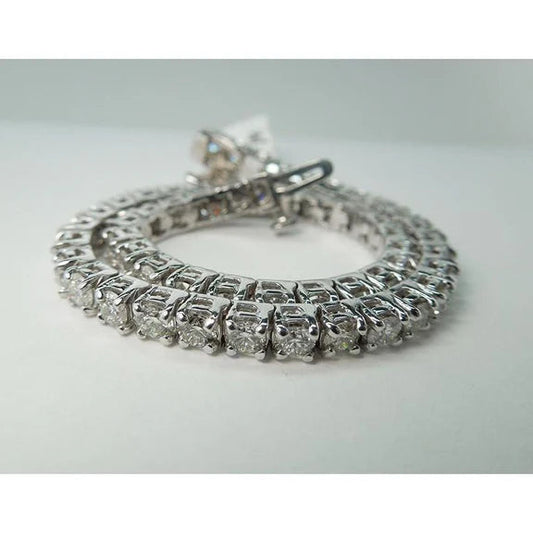 Bracelet Tennis Or Blanc 14K Réel Diamants 6 Carats Bijoux Neuf