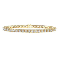 Bracelet Tennis Or Jaune Réel Diamants Ronds 12 Carats 14K